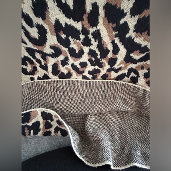 J Crew Black Brown Tan Leopard Animal Print Long Sleeve Sweater Dress Size S - Picture 8 of 11